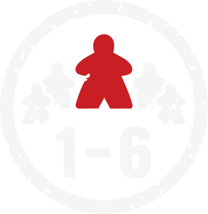 Game pieces icon indicating 1 to 6 players