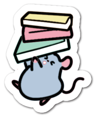 Mouse balancing a stack of books sticker